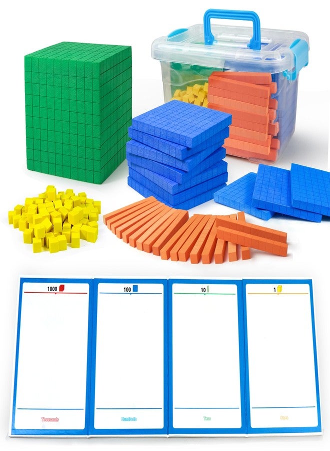 Stochastic Box Foam Base Ten Blocks for Place Value, Early Counting, Manipulatives, Counters, Cubes - Kids Math Learning Tool - Image 1